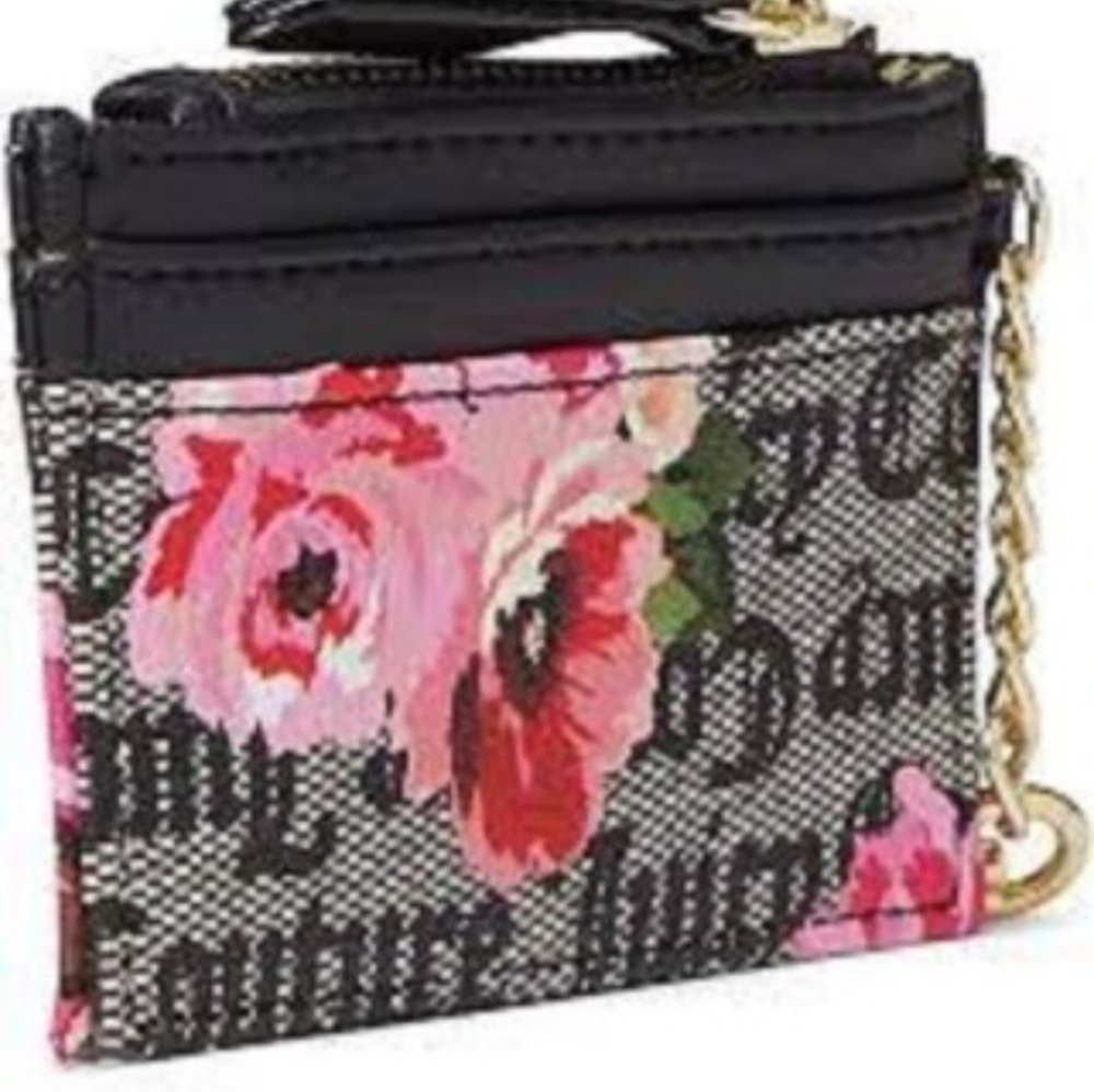 Juicy Couture Floral Card Holder with Keychain VERY NICE CONDITION.